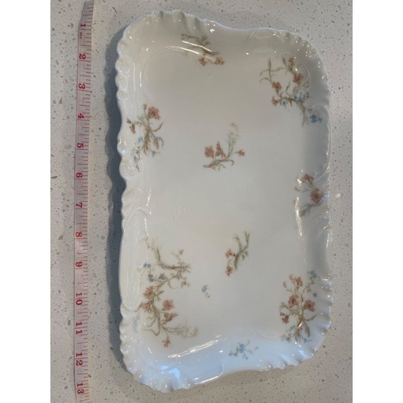 LIMOGES‎ France St. Lazare Haviland FLORAL THISTLE Serving Platter/Dessert Plat - Picture 8 of 11